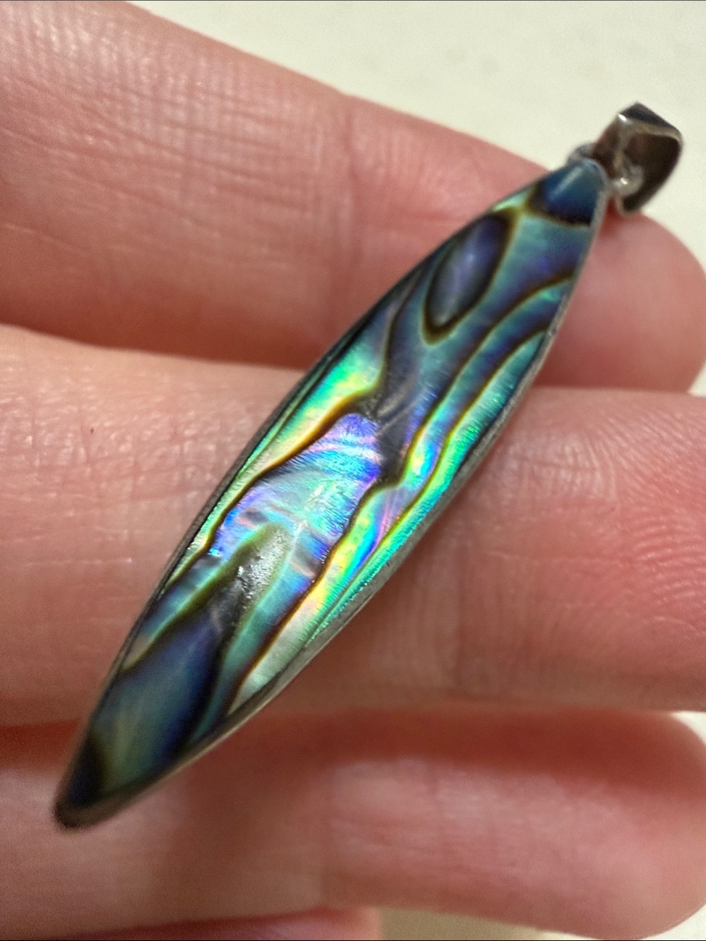 Sterling silver 925 Abalone Shell Iridescent Pendant